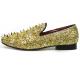 Fiesso Gold / Gold  Genuine Leather Glitter / Spiked Loafers FI7239.